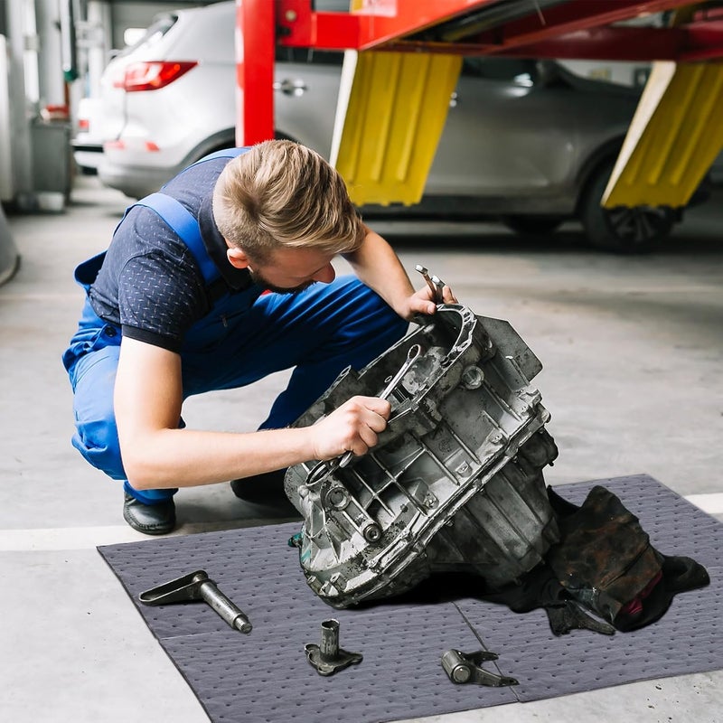 SDS 100 PCS Oil Absorbent Pads - 13"x10" Super Oil Spill Mats for Garage, Workshop & Kitchen - Soaks Up Oil, Grease, Coolant Fast - Reusable & Tear-Resistant (Gray) - Image 5